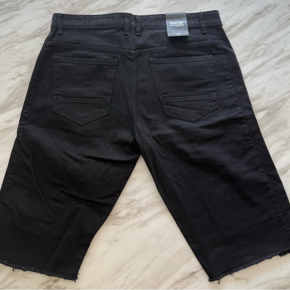 Black Distressed Men's Shorts - Picture 2 of 2